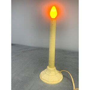 Vintage Ivory Electric Candle Lamp with Base & Orange Bulb